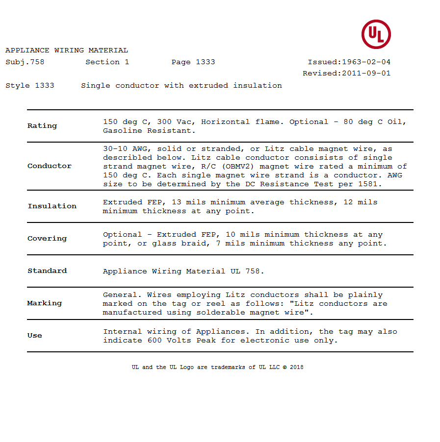 ����UL 1333 ������������֤���� 